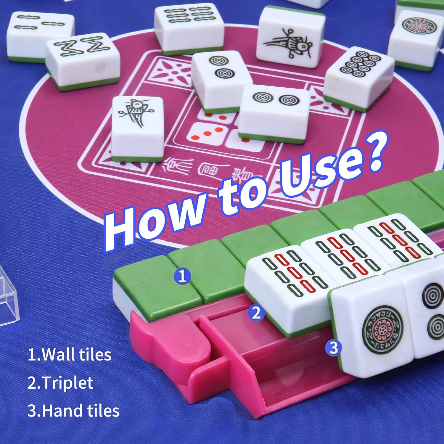 AUCT 18300 - Mahjong Rack with Pushers, 4-Piece Premium Acrylic Mahjong Racks with Built-in Pushers & R - Image 4