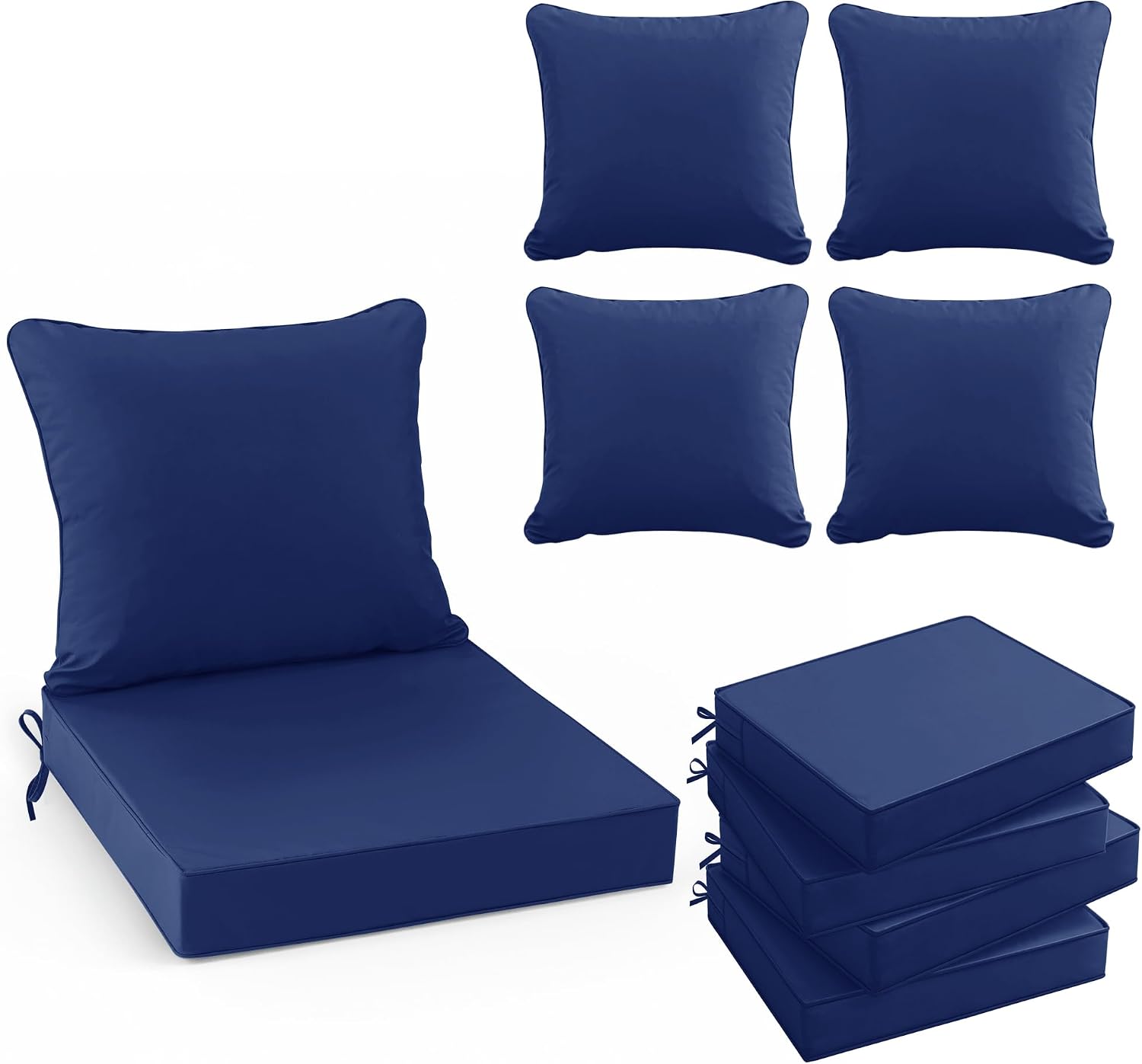 AUCT 19836 - $180 Summsun Outdoor Cushions for Patio Furniture, 24 x 24 Inch, Navy, Set of 4