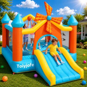 AUCT 19355 - $342 Bounce House for Big Kids Ages 3-10 with Slide & Dual Basketball Hoops