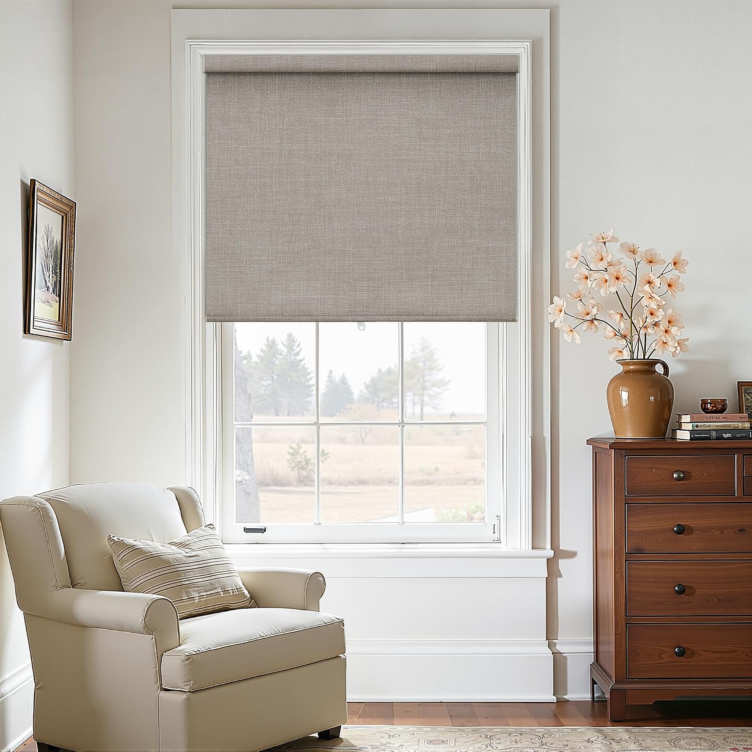 AUCT 18550 - $52 Blackout Roller Shades Cordless Blinds for Windows Free-Stop Thermal Insulated 100% Bl