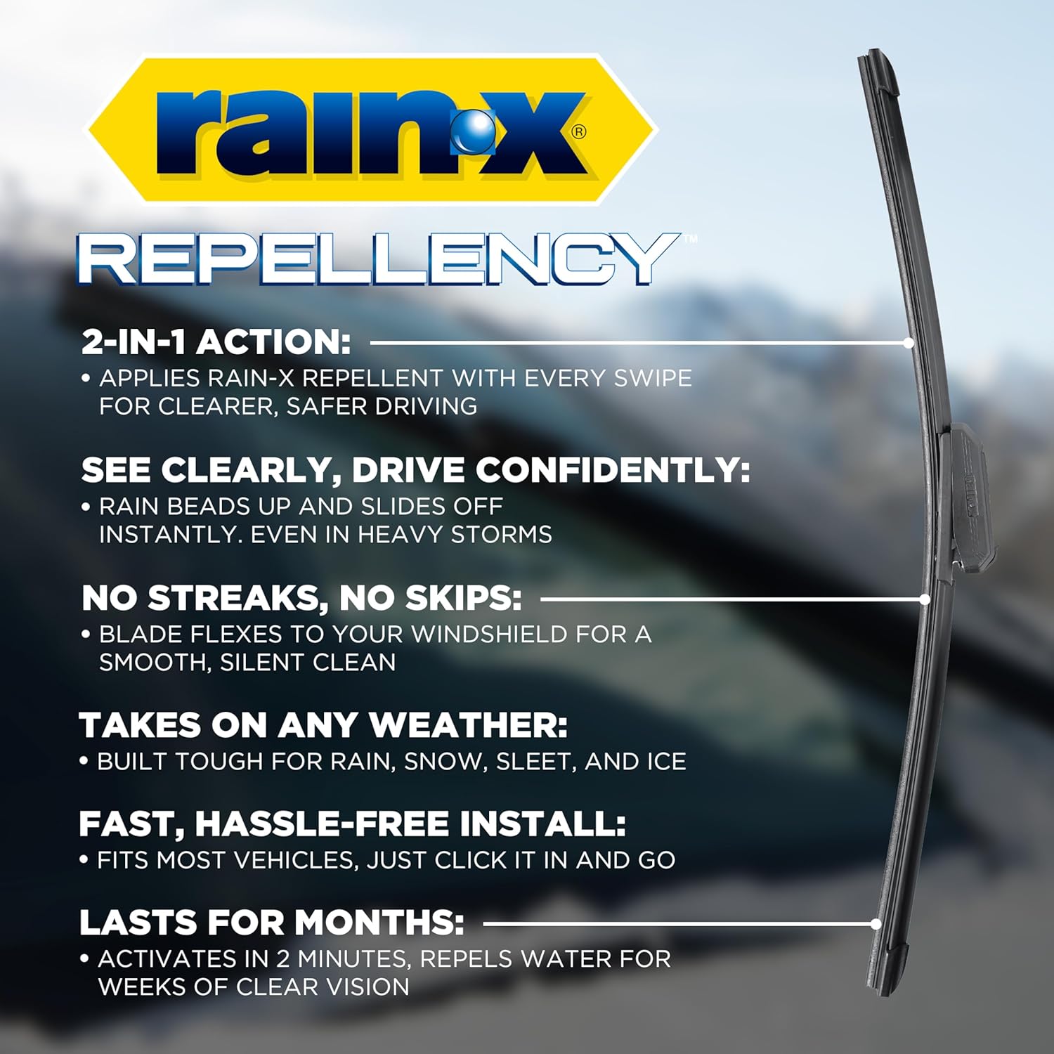 AUCT 18674 - Rain-X 810362 Repellency Water Repellent Wiper Blades, 20" Windshield Wipers (Pack of 2), - Image 2