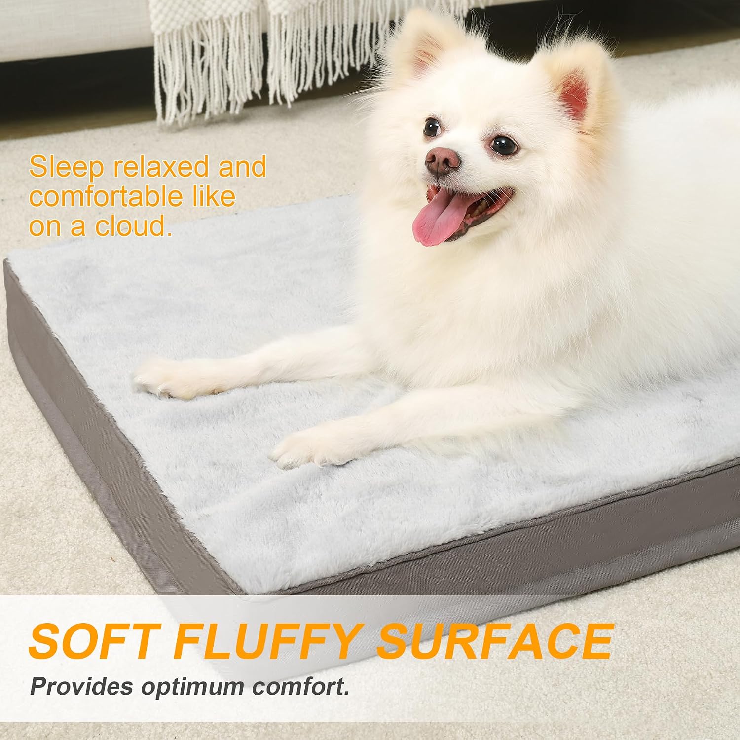 AUCT 18441 - KSIIA Orthopedic Dog Bed, Deluxe Plush Waterproof, 29 x 18 Inch, Gray, 3-Inch Thick High-D - Image 3
