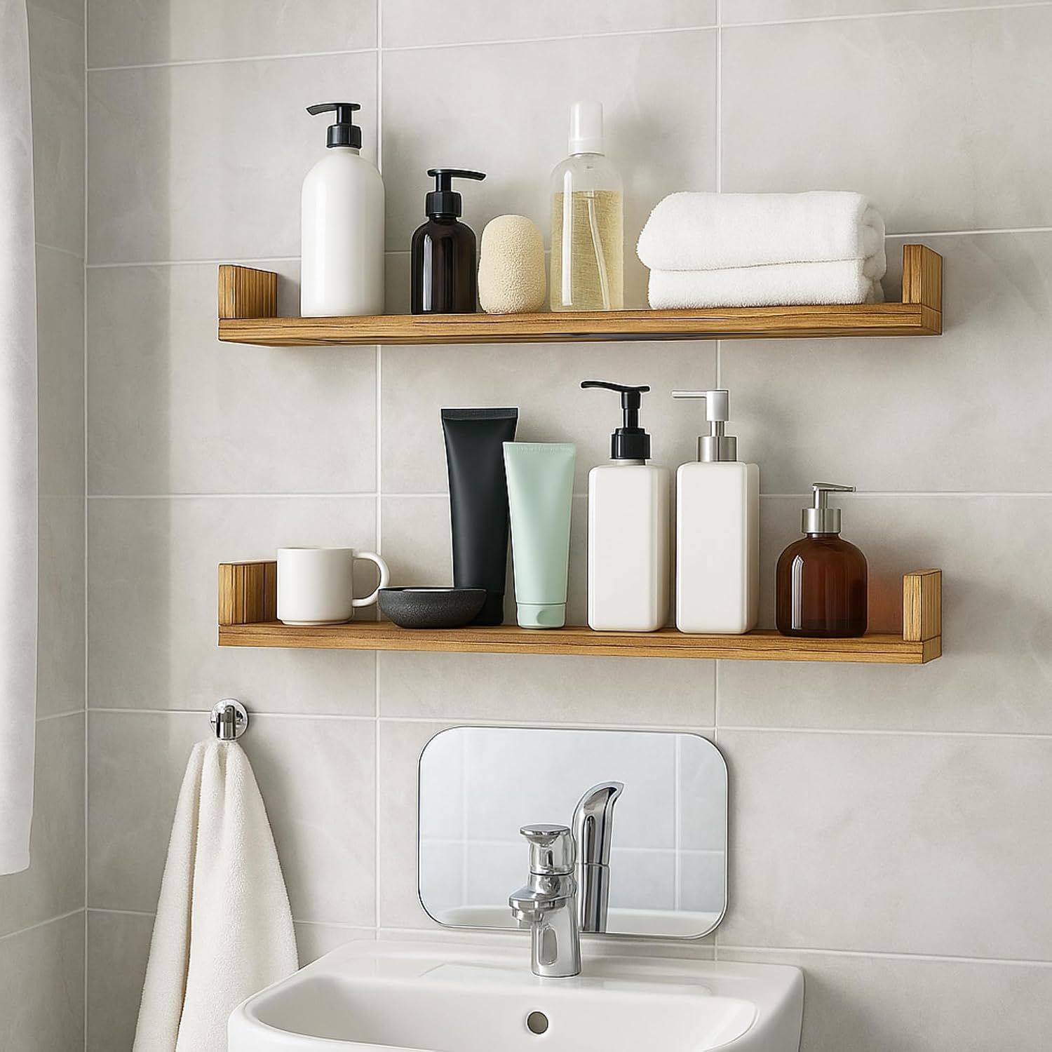 AUCT 17790 - Floating Bookshelves for Wall,Wall Bookshelf U Shaped,Hanging Book Shelf | 32 Inch Long St - Image 4