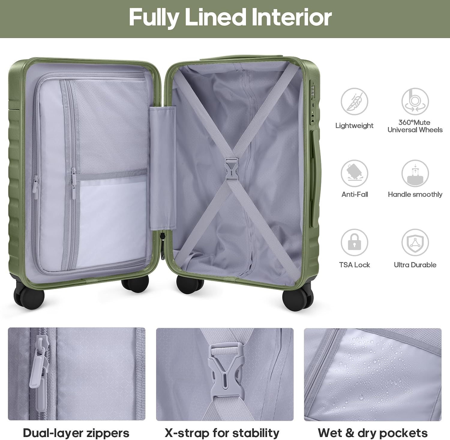 AUCT 18514 - $85 UKEIN Luggage Sets 3Piece, Carry On Luggage 20in Suitcase Set With Backpack | Carry On - Image 2