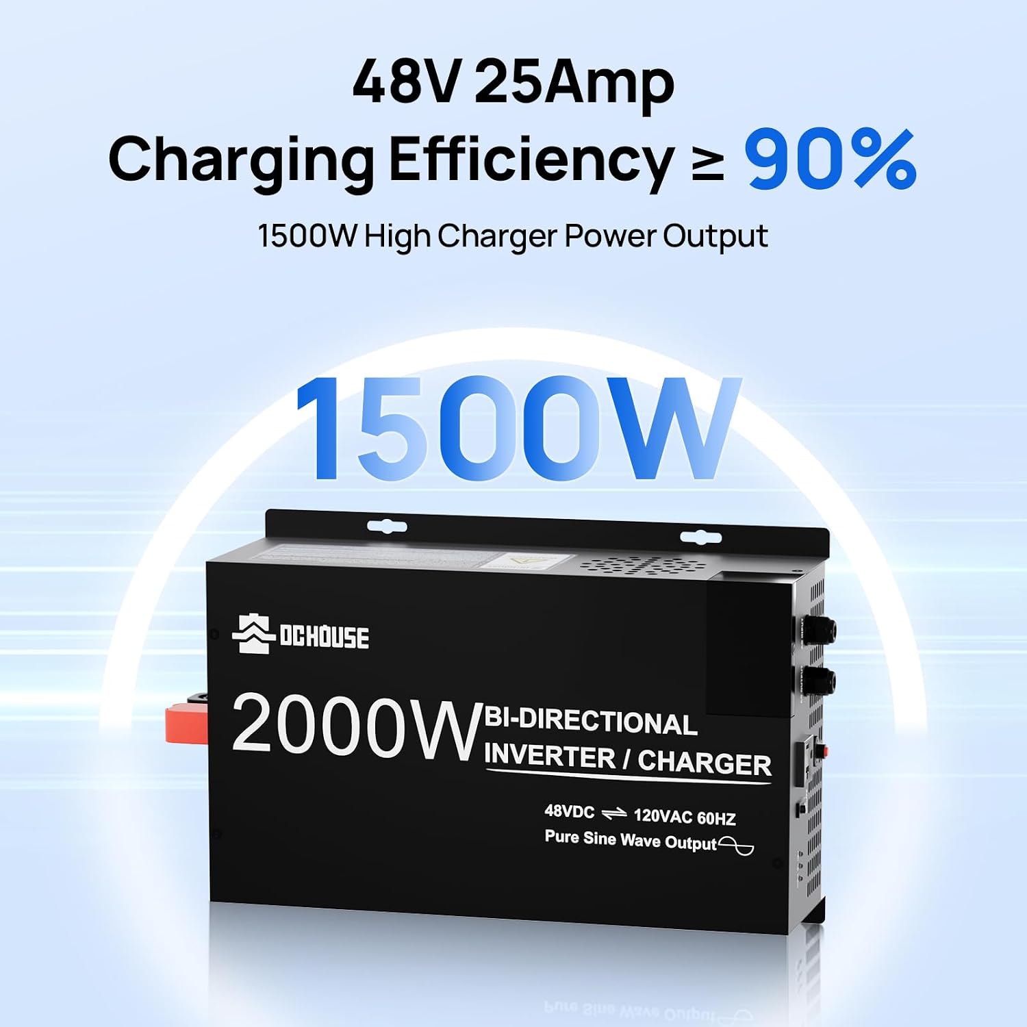 AUCT 19357 - $216 DC HOUSE 2000W Pure Sine Wave Inverter, 48V 25A Lithium Battery Charger - Image 2