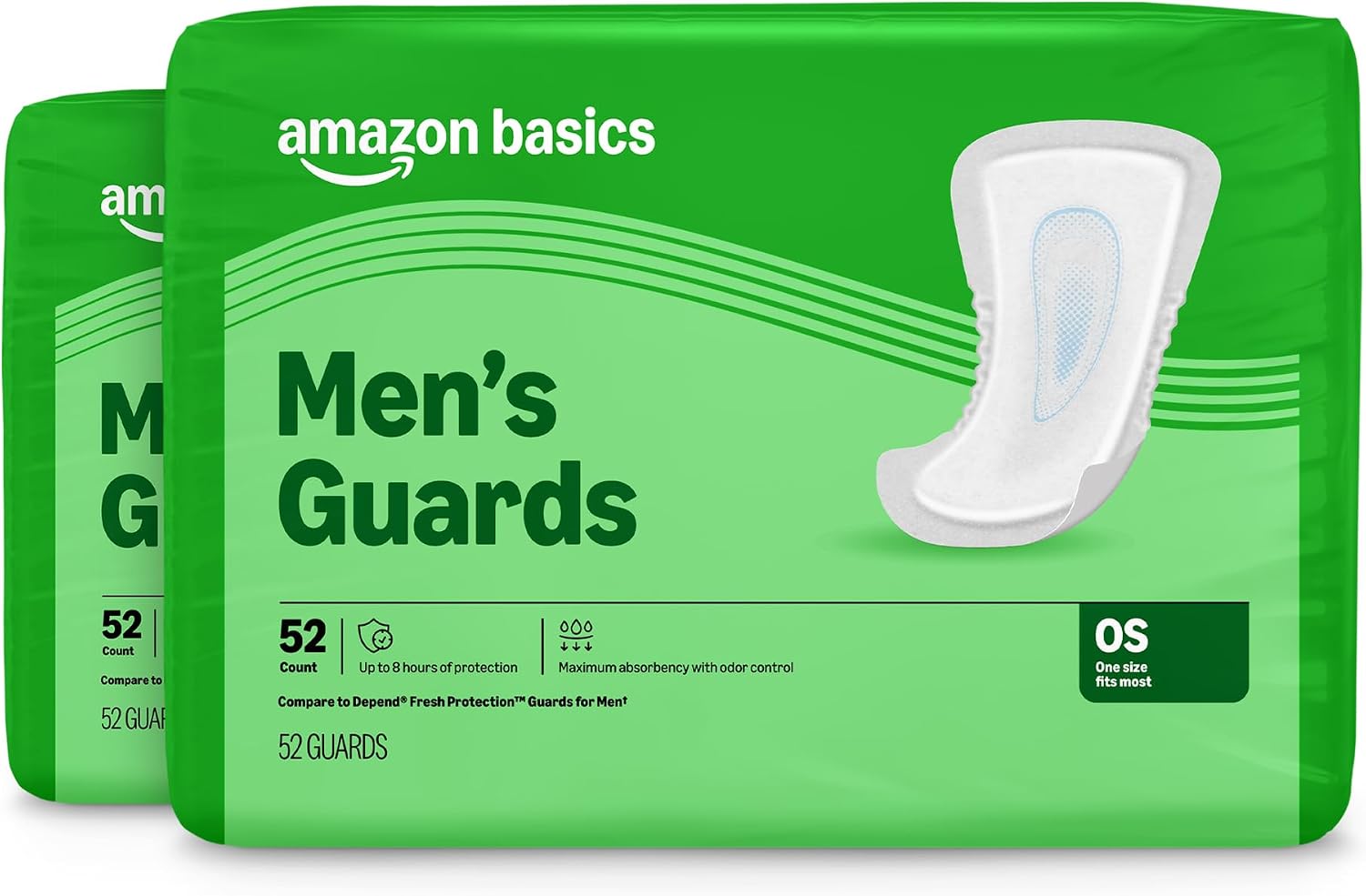 AUCT 20000 - Amazon Basics Men's Incontinence Guards, Maximum Absorbency, Moisture-Wicking with Odor Pr