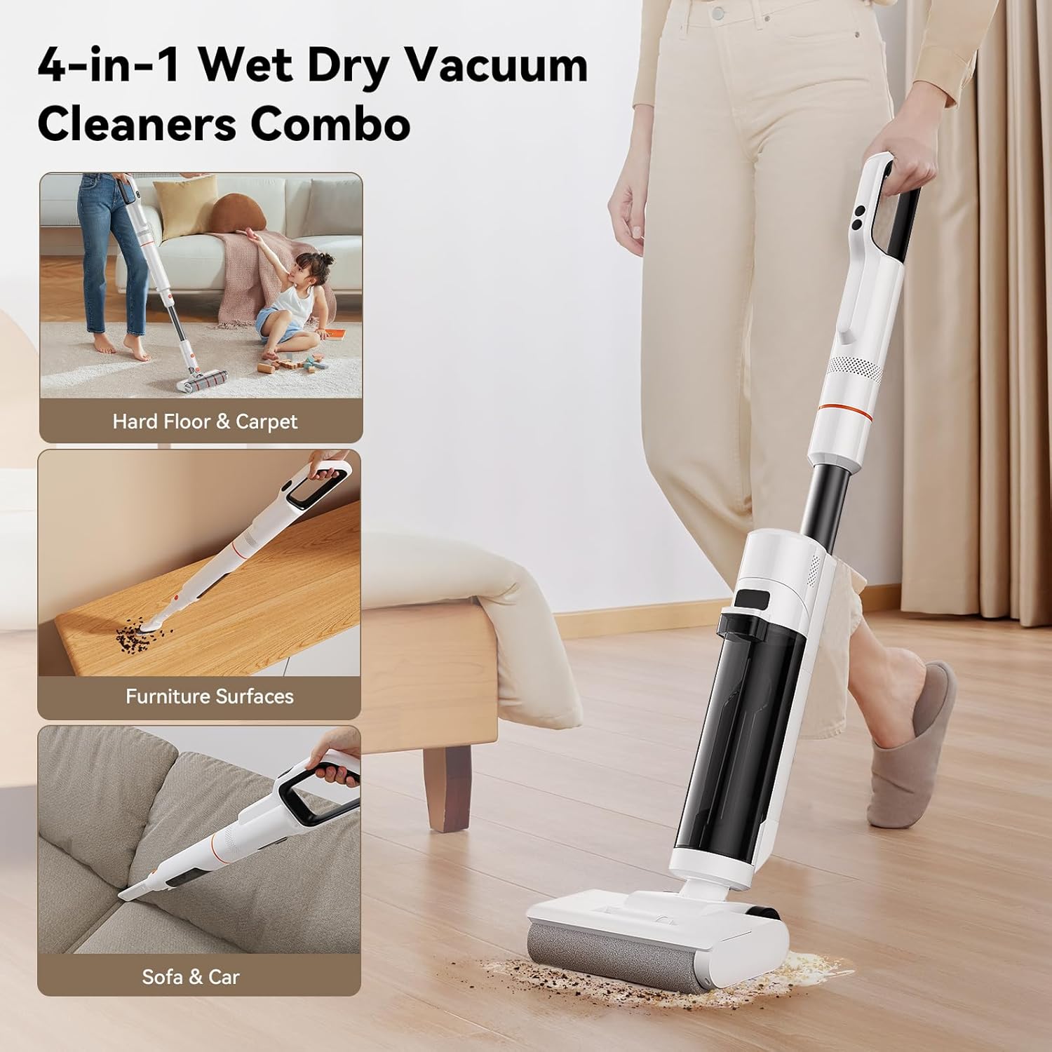 AUCT 18432 - $180 JONR ED20 Pro 4-in-1 Wet Dry Vacuum Cleaner Cordless,17000 Pa Vacuum Suction Power, S - Image 2