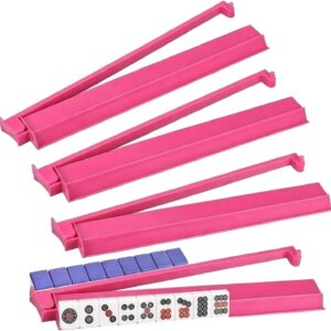 AUCT 18300 - Mahjong Rack with Pushers, 4-Piece Premium Acrylic Mahjong Racks with Built-in Pushers & R