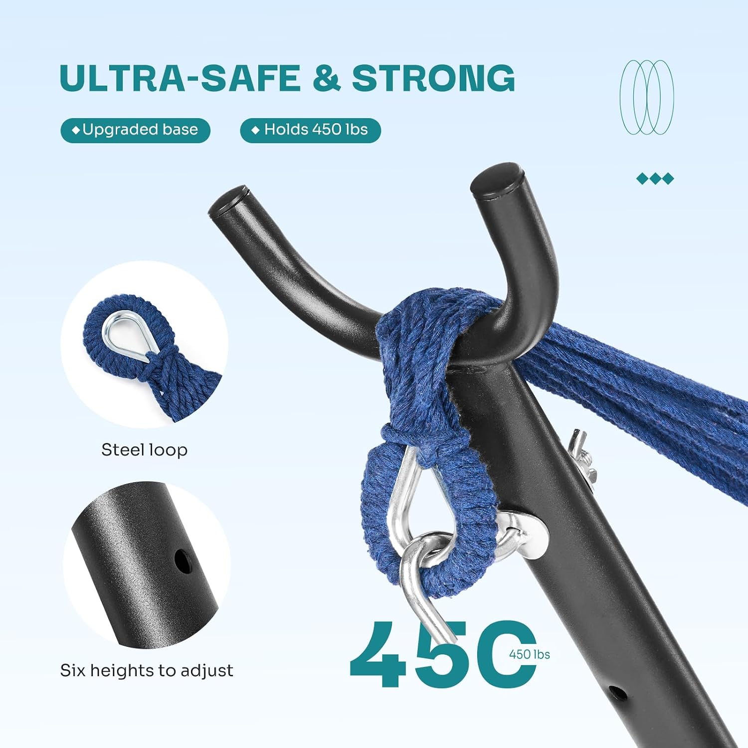 AUCT 18578 - $76 NEWBULIG Double Hammock with Stand, Heavy Duty Portable Hammocks for Outdoor Indoor Pa - Image 4