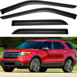 AUCT 18549 - Window Visors Rain Guards for 2011-2019 Ford Explorer | Out-Channel Window Vent Wind Defle