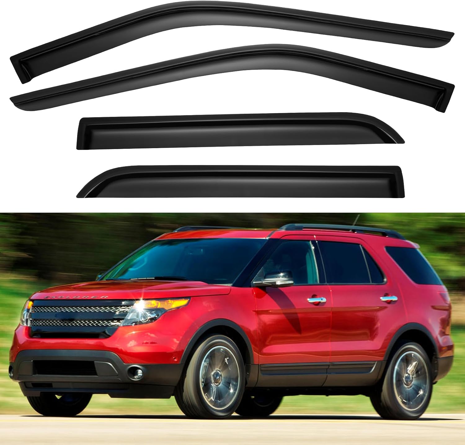 AUCT 18549 - Window Visors Rain Guards for 2011-2019 Ford Explorer | Out-Channel Window Vent Wind Defle