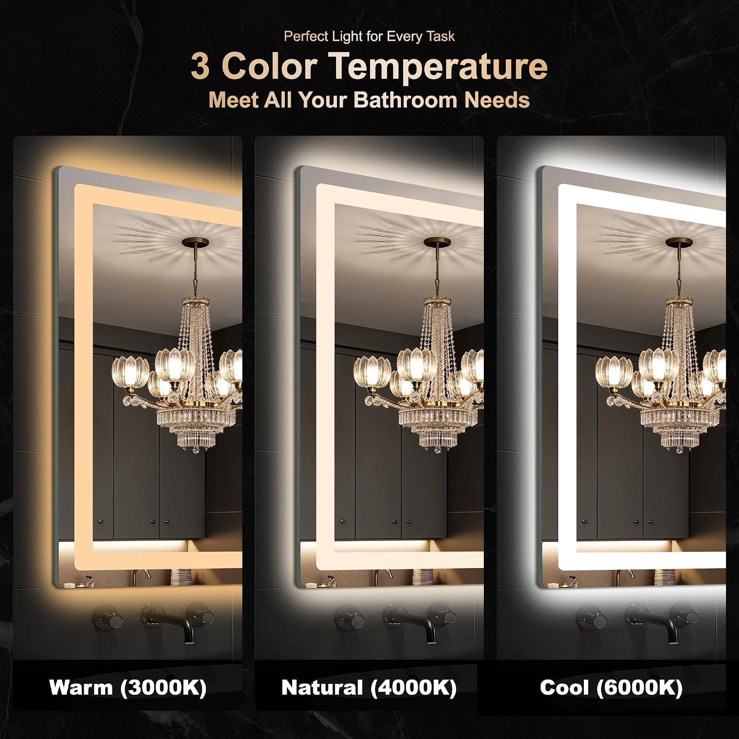 AUCT 18132mm - $120 30x30 LED Bathroom Vanity Mirror with Lights, Anti-Fog, Dimmable | Front & Backlit wi - Image 4
