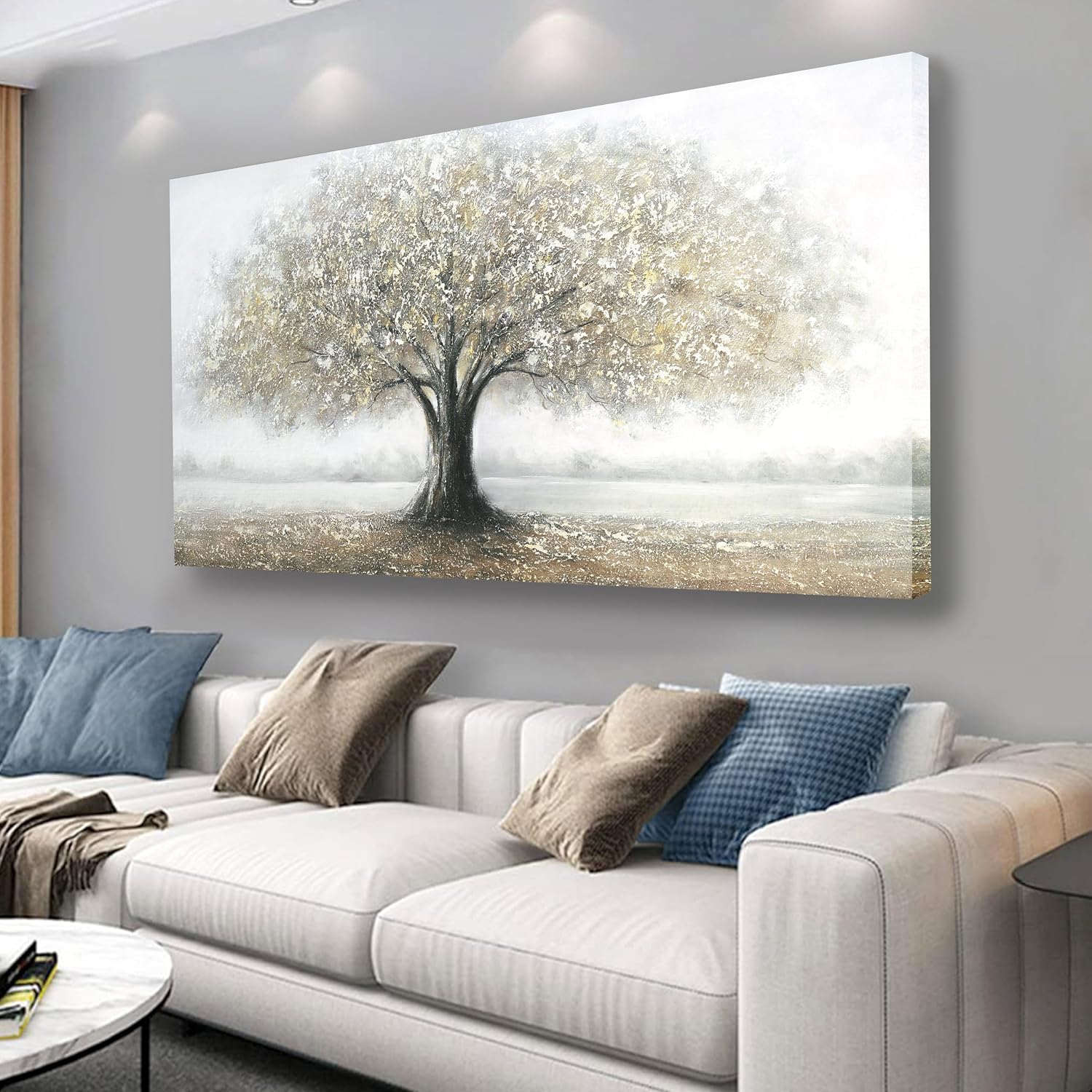 AUCT 17746mm - $150 Yuaxker Tree of Life Wall Decor Gold Wall Art Large Landscape Art Modern Minimalist C