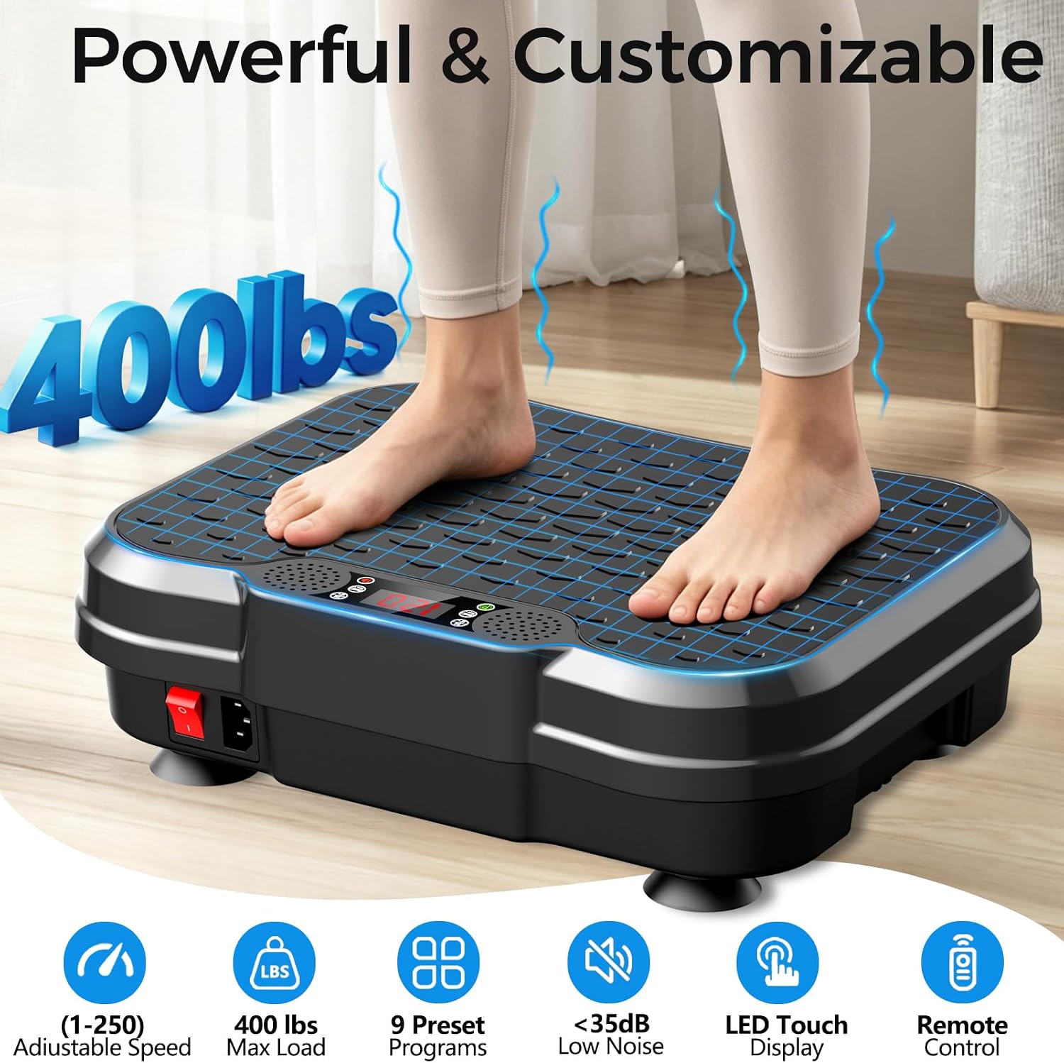 AUCT 18352 - $70 Vibration Plate Exercise Machine, Curved Vibration Plate for Lymphatic Drainage Weight - Image 4