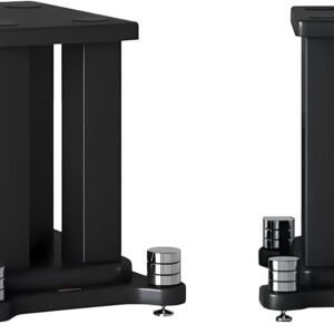 AUCT 18567 - $289 Universal Wooden Speaker Stands Pair, Heavy Duty Floor Standing Speaker Mount, Booksh