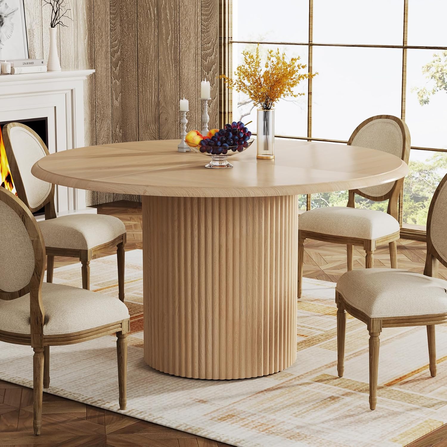 AUCT 17927 - $180 Tribesigns 47" Round Dining Table for 4, Farmhouse Kitchen Table with Metal Base, Mod
