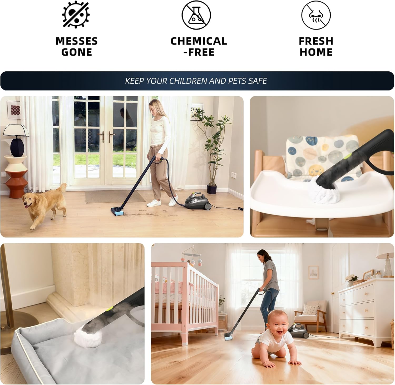AUCT 19245 - $166 Heavy-Duty Steam Cleaner for Home, 1500W High Pressure - Image 3