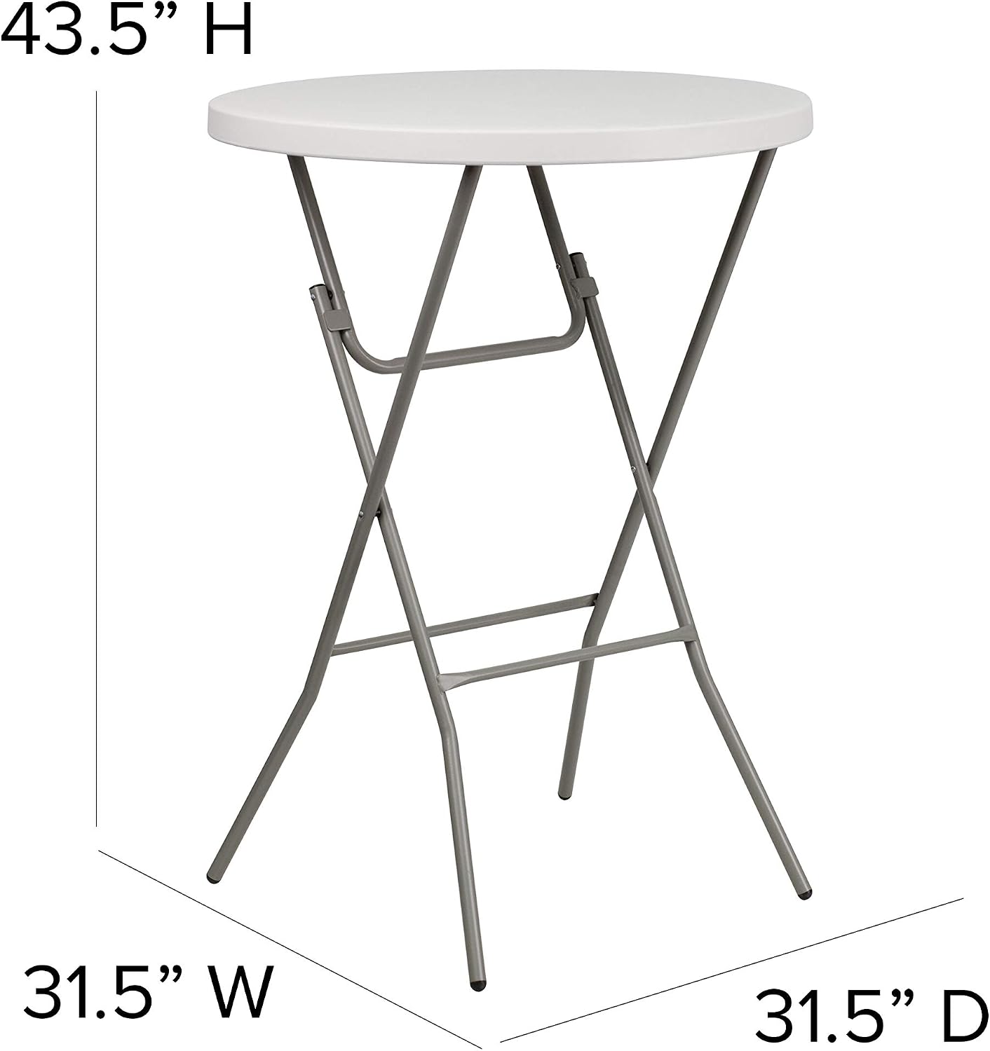 AUCT 18100 - $62 Flash Furniture 2.63 ft Plastic Round Folding Bar Table, Granite White - Image 3