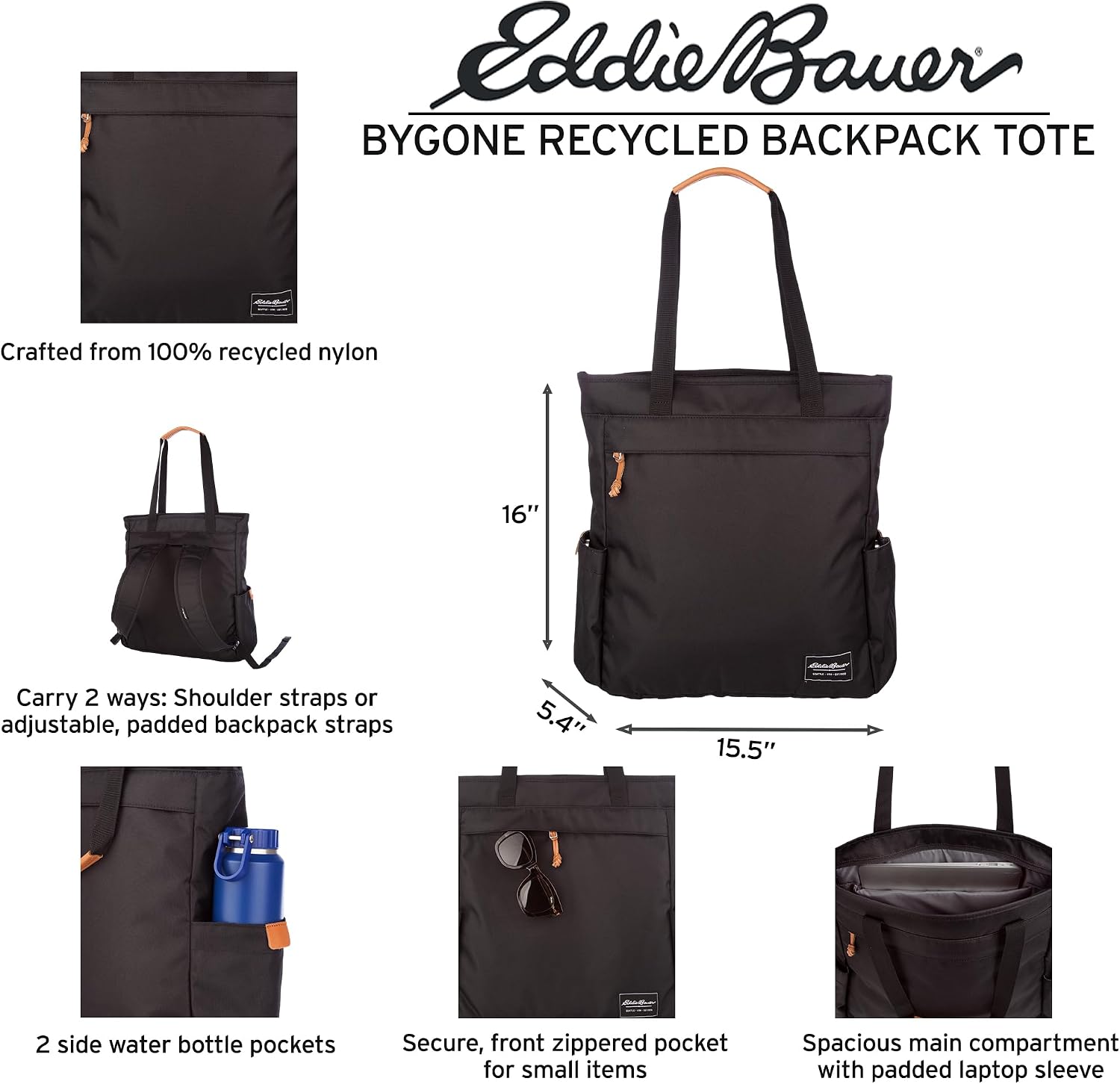 AUCT 18354 - $80 Eddie Bauer 30L Bygone Convertible Backpack Tote Travel | Gym | Work | Laptop and Comm - Image 2