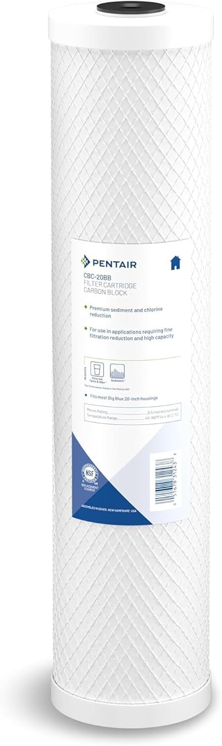 AUCT 17685 - $117 Pentair Pentek CBC-20BB Big Blue Carbon Block Water Filter, 0.5 Micron