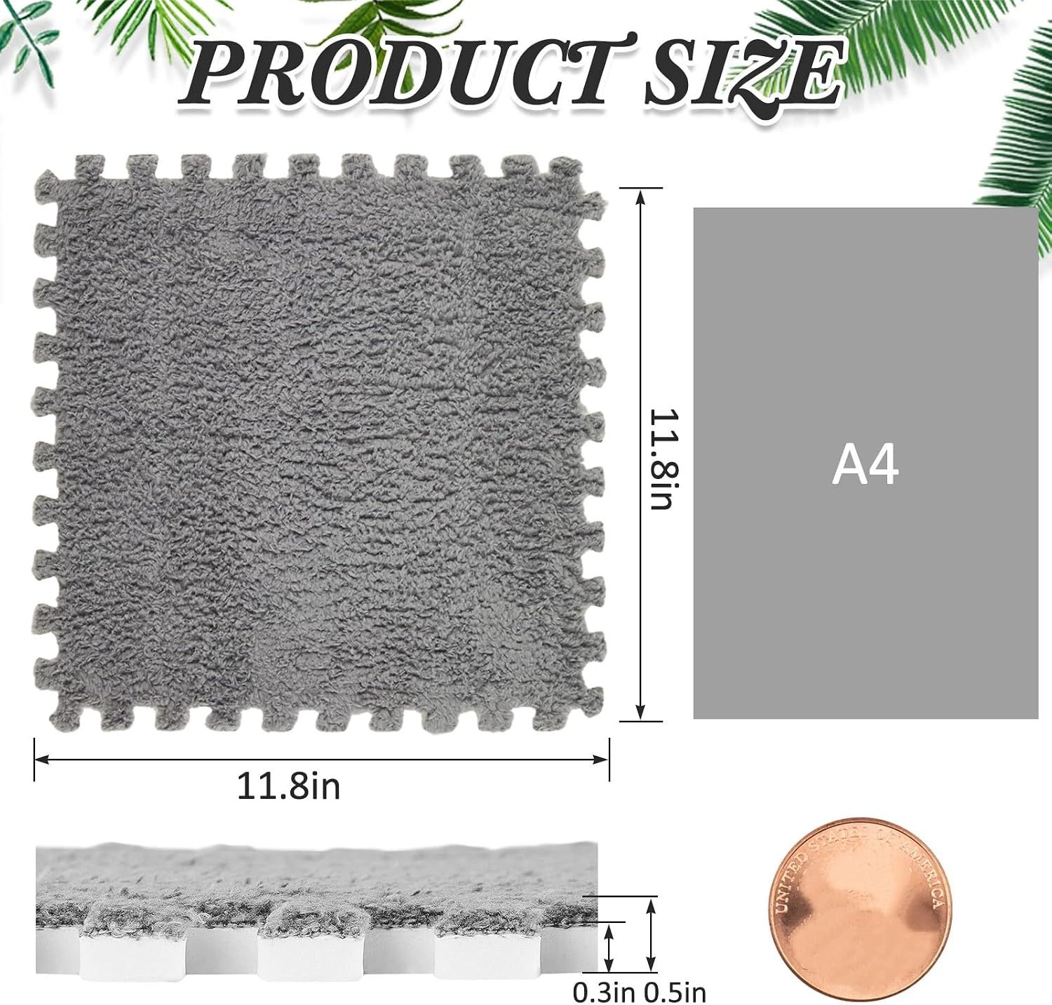 AUCT 18367 - $75 36 Pack Plush Foam Floor Mat Square Interlocking Carpet Tiles with Border Fluffy Play - Image 2