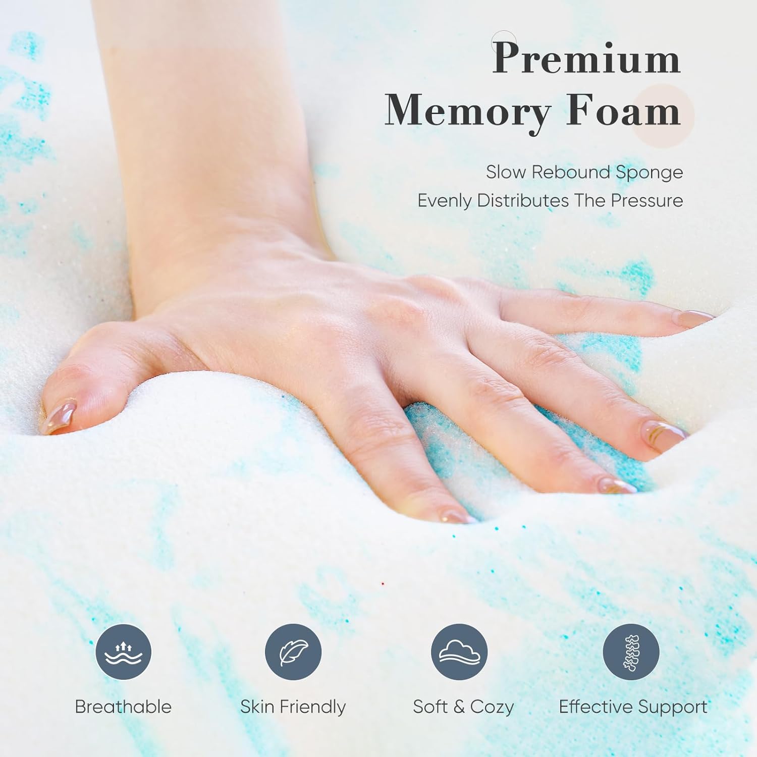 AUCT 19856 - DUMOS Mattress Toppers Memory Foam King Size, 3 Inch Thick Bed Topper Pad Cooling Gel Infu - Image 4