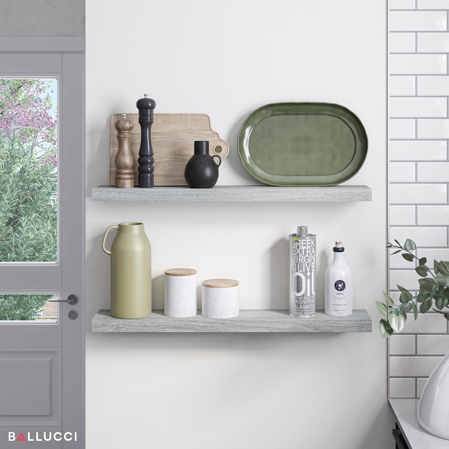 AUCT 18253 - Ballucci Floating Shelves, 36" Wood Wall Shelf Set of 2, with Invisible Brackets for Bathr - Image 4
