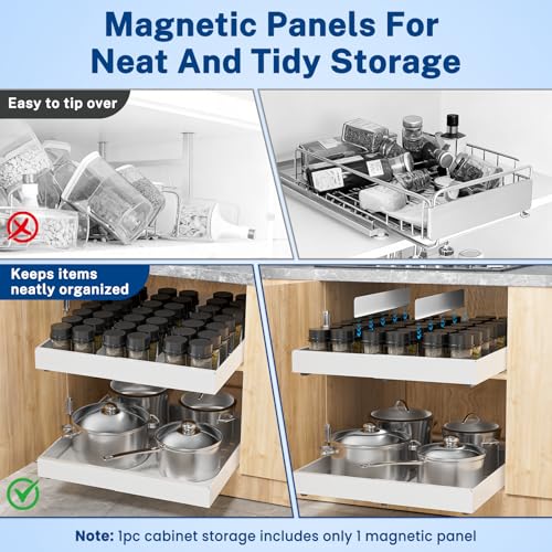 AUCT 18961 - 2 Pack Pull Out Cabinet Organizer Expandable Width(12.2"-20.47") & 21"Deep, Insputer No Dr - Image 4