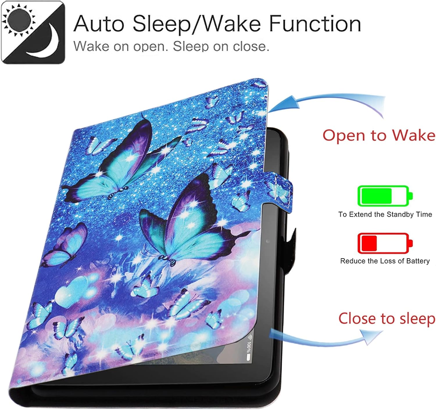 AUCT 18520 - Case for Amazon Kindle Fire HD 8 and Fire HD 8 Plus Tablet Cover | Slim Fit Leather Folio - Image 3