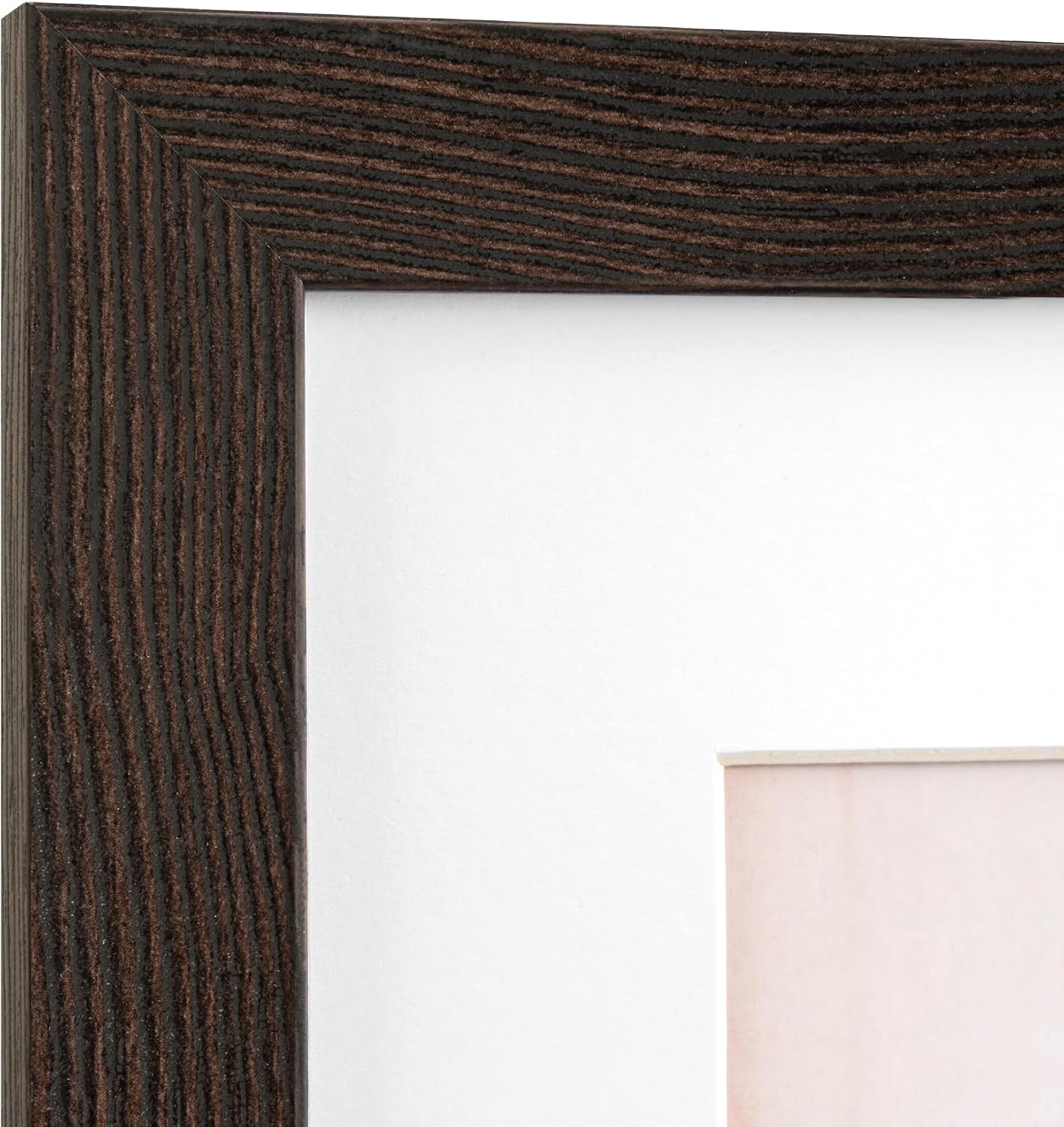 AUCT 19476 - $55 Momentworth 4x6 Picture Frame with Mat for 3.5x5, Distressed Black Wood Grain Gallery - Image 2