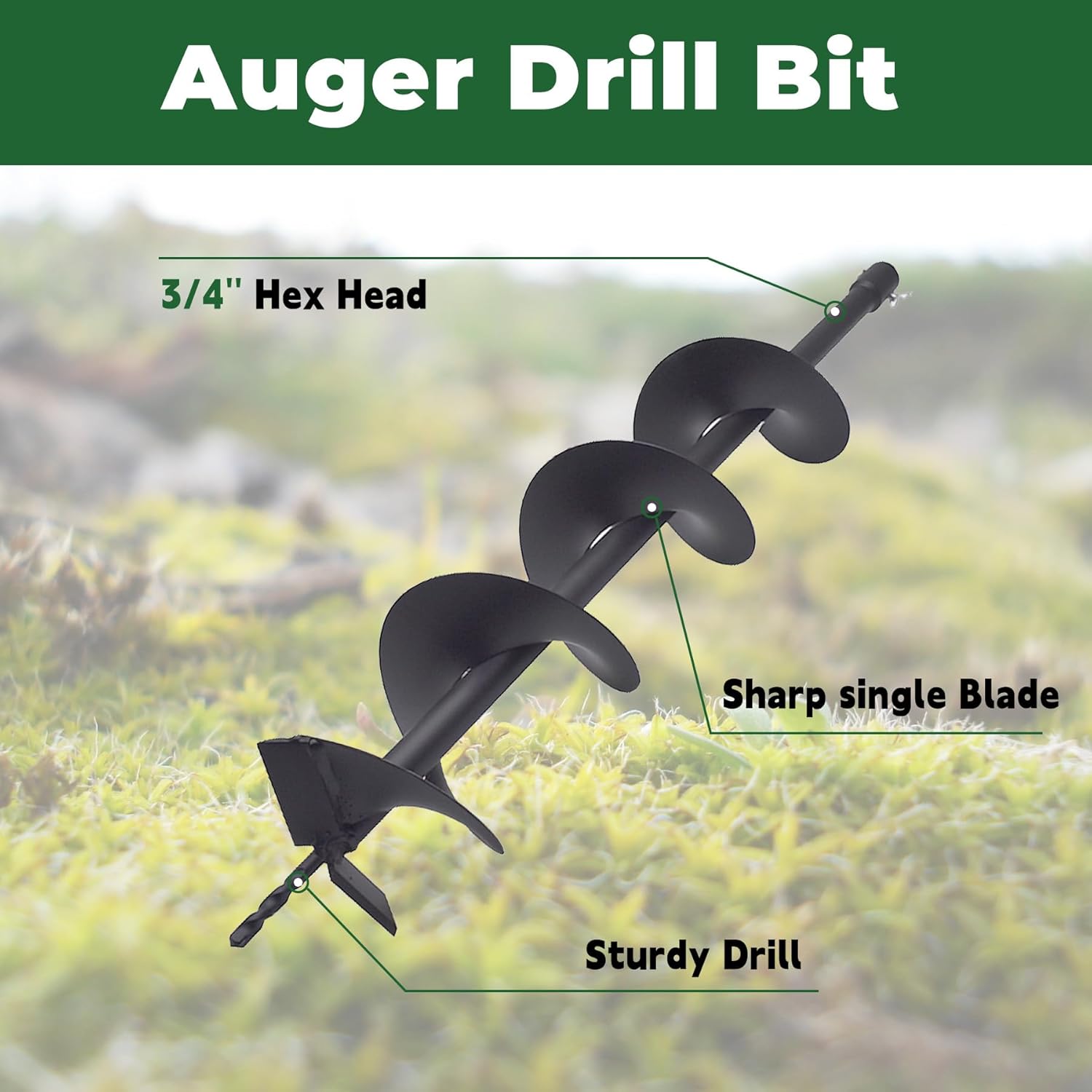 AUCT 20139 - ALL-CARB Auger Drill Bit 6 x 31.5 Inch Garden Spiral Drill Bit Earth Auger Bit Post or Umb - Image 4