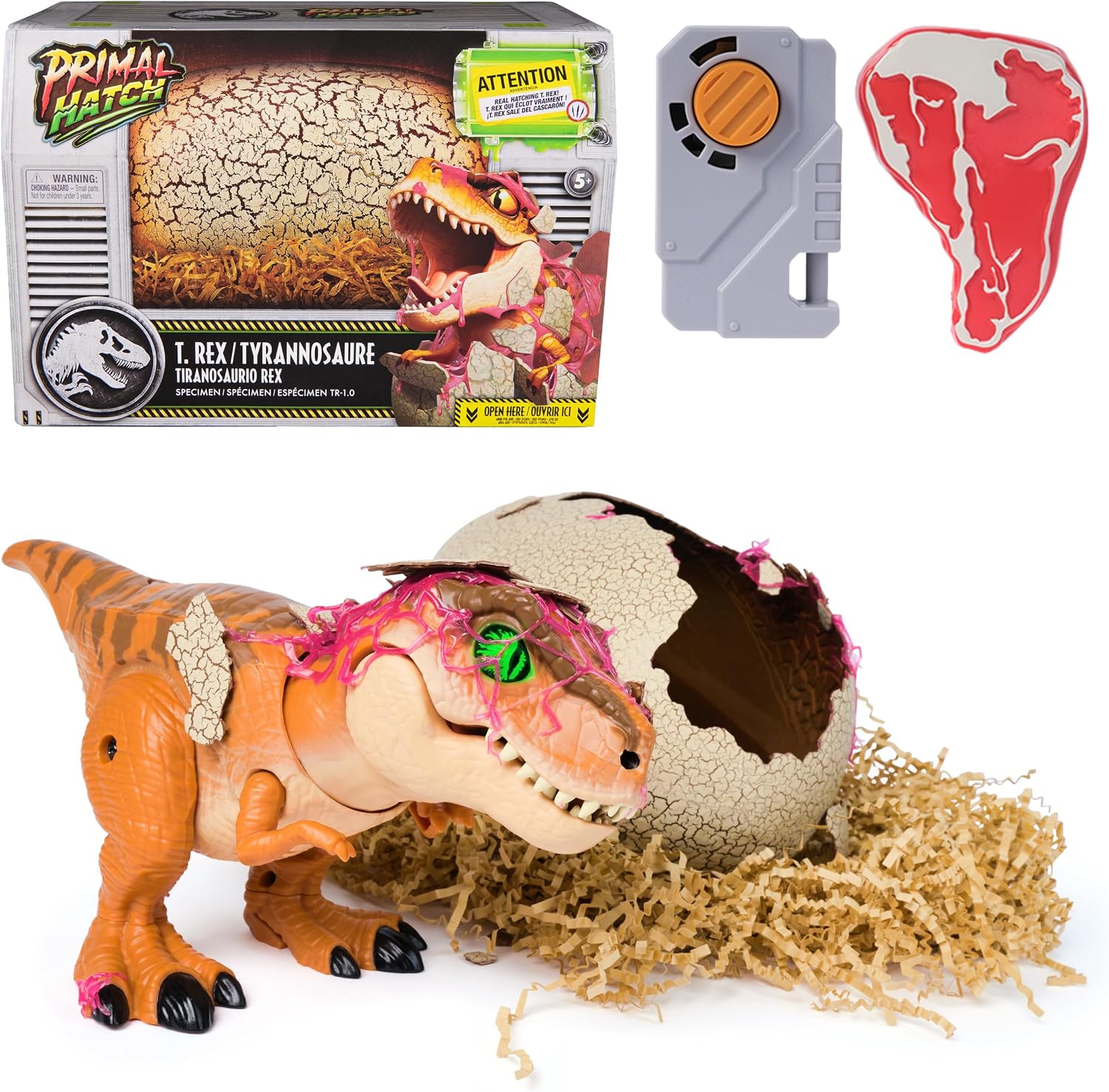 AUCT 18515 - $62 Primal Hatch Jurassic World Interactive T-Rex Toy Dinosaur Egg | Interactive Dino Figu