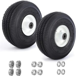 AUCT 18492 - $64 (2 Pack)4.10/3.50-4 Tubeless Lawn Mower Tire and Wheel,New Sawtooth Tread Tubeless Tir