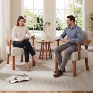 AUCT 18378 - $278 Garvee Mid-Century Accent Chair Set of 2 with Wood Frame, Linen Fabric Upholstered Lo