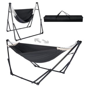 AUCT 18914 - $86 2-in-1 Hammock Chair with Stand, Portable Hammock, Black
