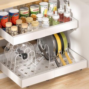 AUCT 19269 - Delamu 16" Deep Pull Out Cabinet Organizer with 6 Dividers, Expandable (11.7 "-20" W) Pull