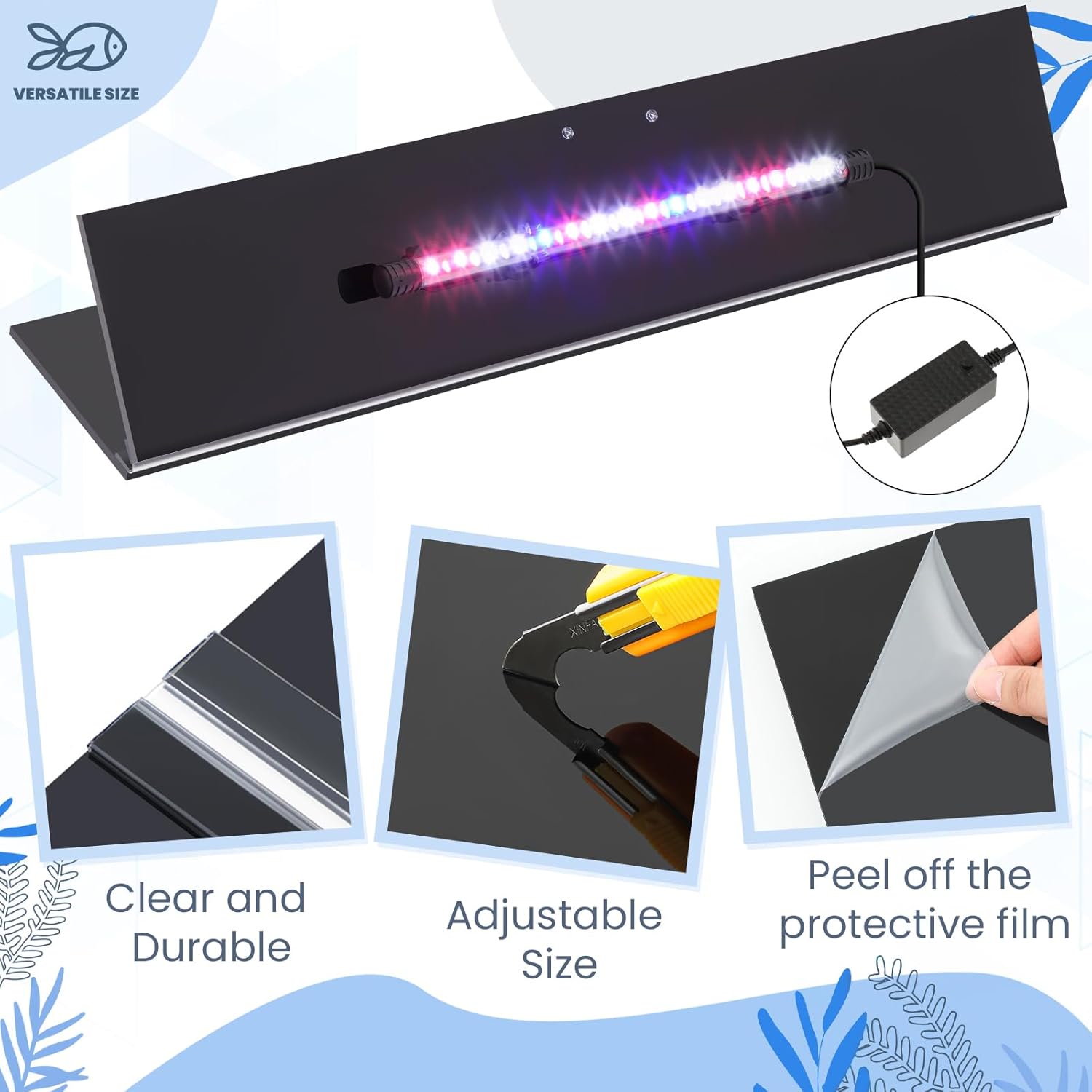 AUCT 18666 - $51 Sieral Aquarium Lids Polycarbonate Canopy with LED Light 19.37 x 9.37 x 0.12 Inch for - Image 3