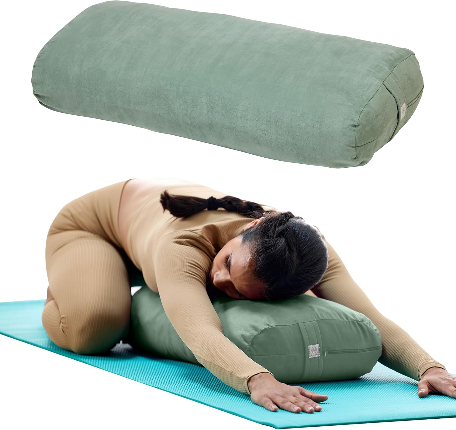 AUCT 18729 - Gaiam Yoga Bolster Pillow, Supportive Cushion for Restorative Yoga | Firm cotton-filled bo