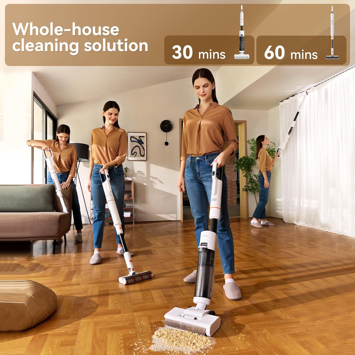 AUCT 18432 - $180 JONR ED20 Pro 4-in-1 Wet Dry Vacuum Cleaner Cordless,17000 Pa Vacuum Suction Power, S - Image 4