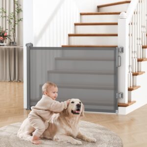 AUCT 18456 - Retractable Baby Gate for Stairs & Doorways, Dog Gate Indoor Outdoor | Extends to 55" Wide