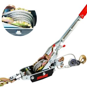 AUCT 20053 - $70 Come Along Winch 5-Ton (10,000 Lbs) with 12FT Steel Cable,Hand Winch Cable with Dual G