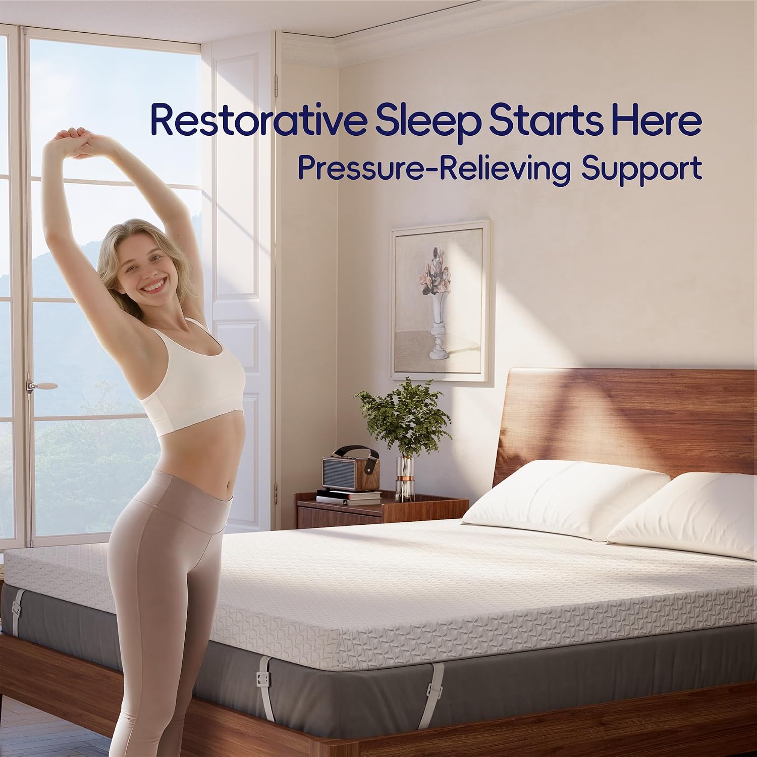 AUCT 18386 - $109 Ballad 3 Inch Gel Memory Foam Mattress Topper Full Size, High Density Cooling Pad wit - Image 2