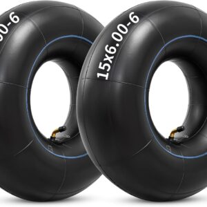 AUCT 18369 - Heavy Duty 15x6.00-6 Butyl Inner Tubes with TR-87 Bent Valve Stem, Premium Replacement 6.0