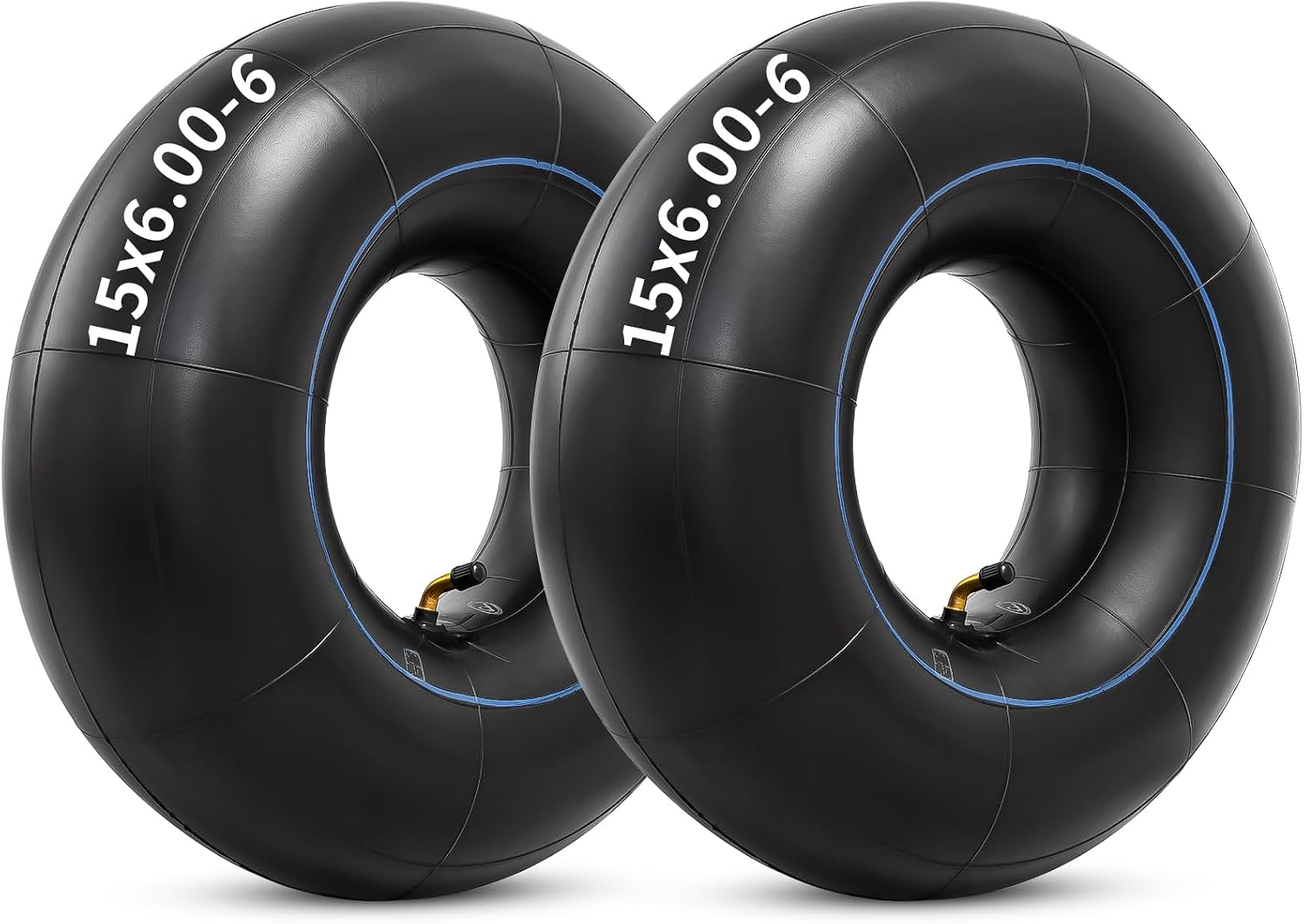 AUCT 18369 - Heavy Duty 15x6.00-6 Butyl Inner Tubes with TR-87 Bent Valve Stem, Premium Replacement 6.0