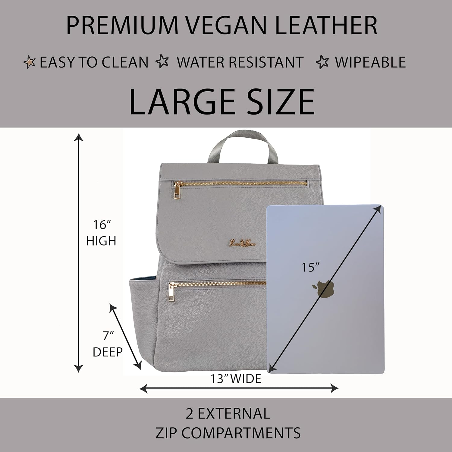 AUCT 18985 - $60 Premium Vegan Leather Diaper Bag Backpack Large Designer Baby Bag, Stylish Diaper Ba - Image 4