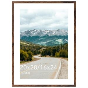 AUCT 18802 - Wood 20x28 Picture Frame with 16x24 Mat, Display 16x24 with Mat or 20x28 Without Mat, Wood