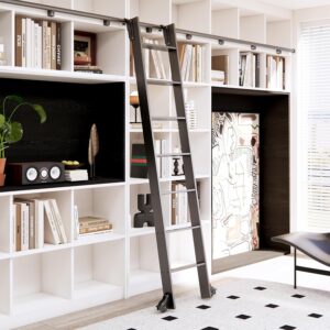 AUCT 18325l - $352 87" Hook-On Sliding Library Ladder with 3.3FT Track, Lightweight | Rolling Ladder wit