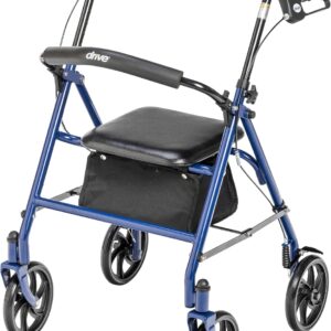 AUCT 19586 - $54 Drive Medical Rollator Walker with Seat, 7.5 Inch Wheels, Blue
