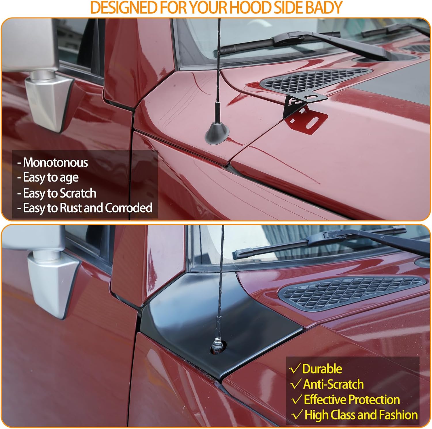 AUCT 20042 - $76 Hood Side Body Armor Outer Cowling Cover Compatible with Toyota FJ Cruiser 2007-2021, - Image 2