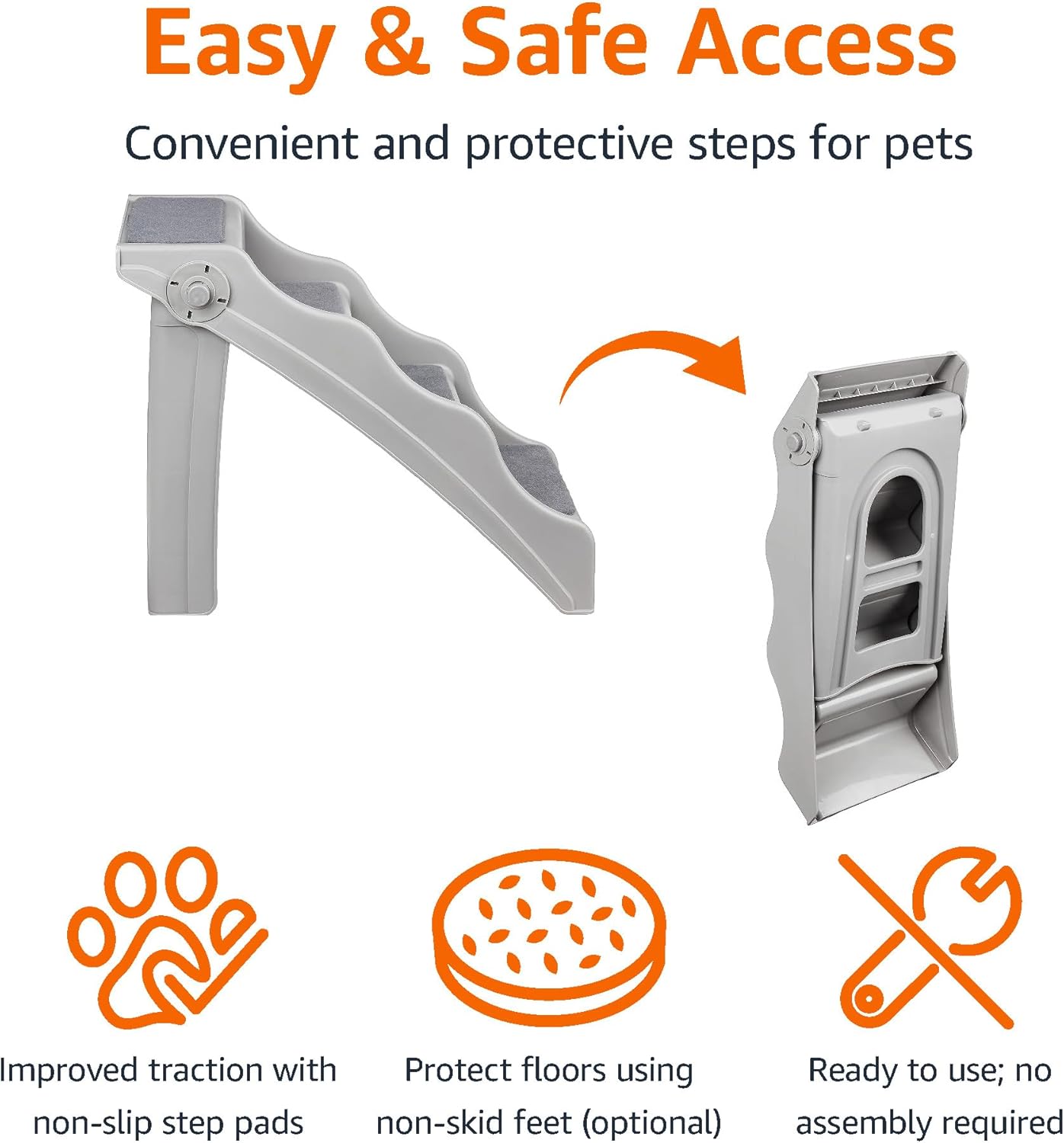 AUCT 20019 - $51 Amazon Basics Foldable Non-Slip Pet Stairs for Small Dogs and Cats, Senior Pets, Easy - Image 2